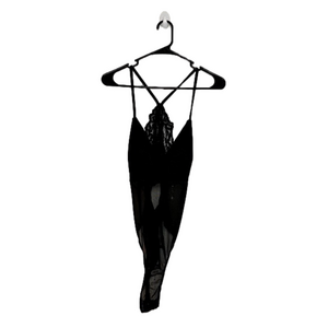 O’Delilah Sheer Black BodySuit with Open Lower Back